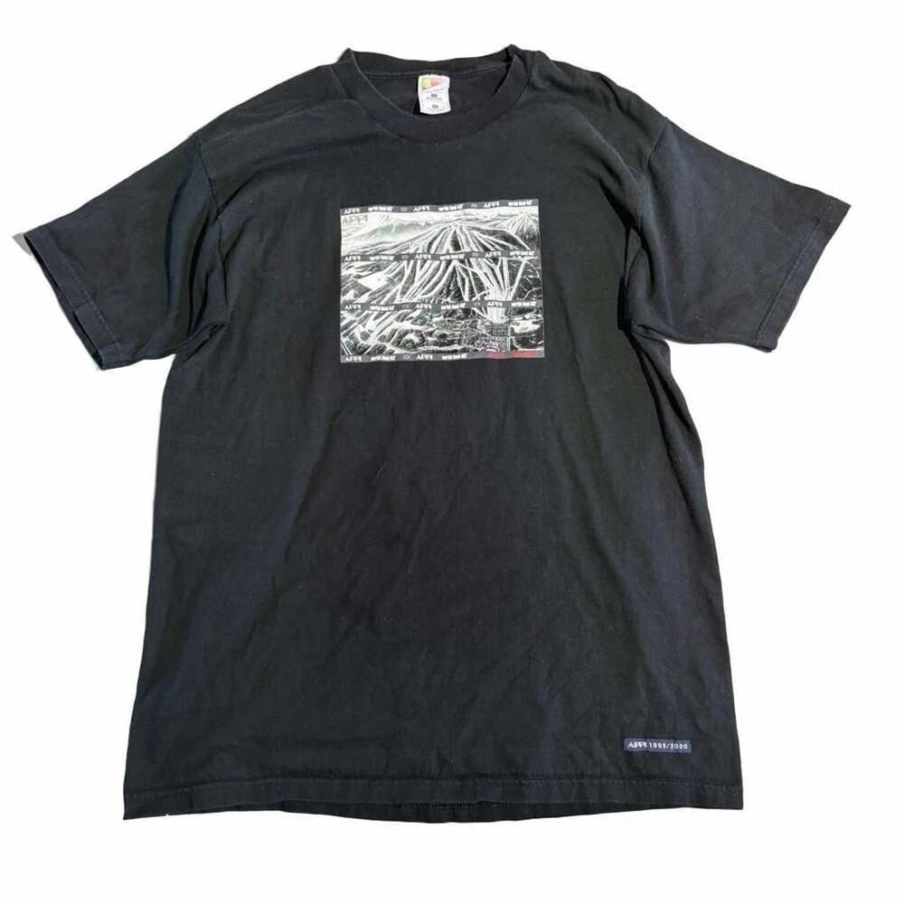 Fruit Of The Loom Appi Ski Resort Graphic T-Shirt XL Black 1999/2000